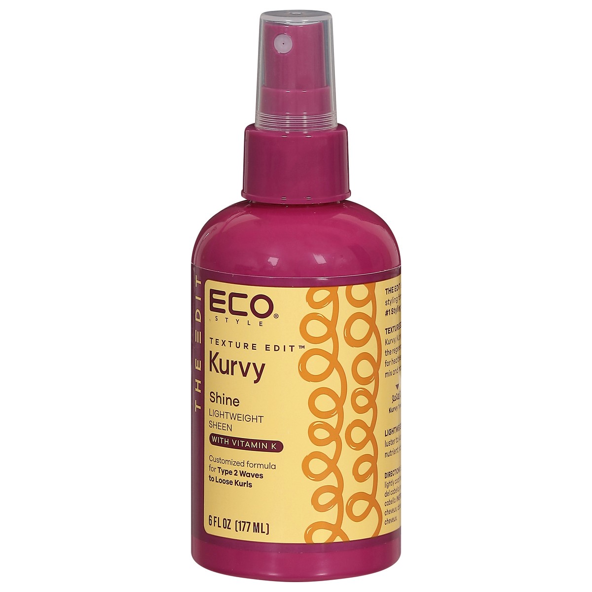 slide 4 of 4, Eco Styler Texture Edit Kurvy Lightweight Shine Sheen with Vitamin K 6 fl oz, 6 fl oz