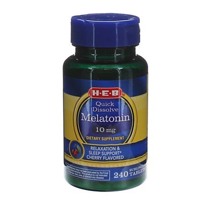 slide 1 of 1, H-E-B Melatonin 10 mg Quick Dissolve Tablets, 240 ct