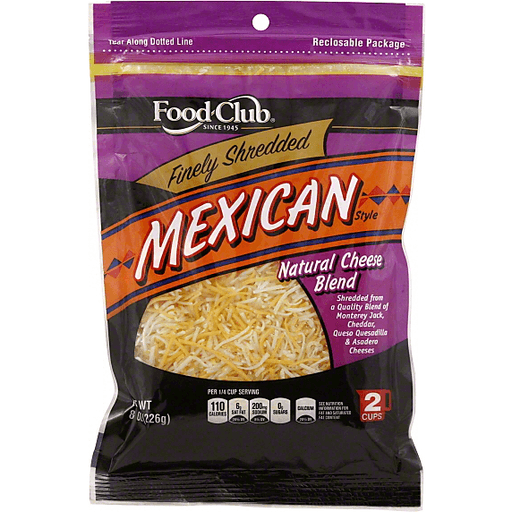 slide 2 of 3, Food Club Finely Shredded Cheese Blend, Mexican Style, 8 oz