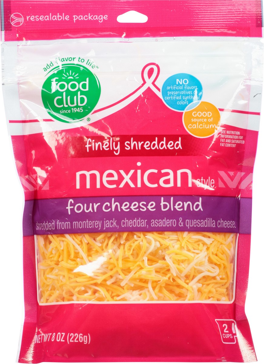 slide 11 of 11, Food Club Finely Shredded Cheese Blend, Mexican Style, 8 oz