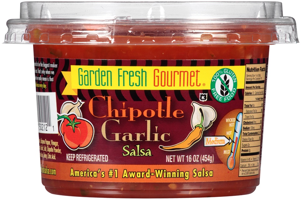 slide 1 of 1, Garden Fresh Gourmet Salsa, Chipotle Garlic, Medium, 16 oz