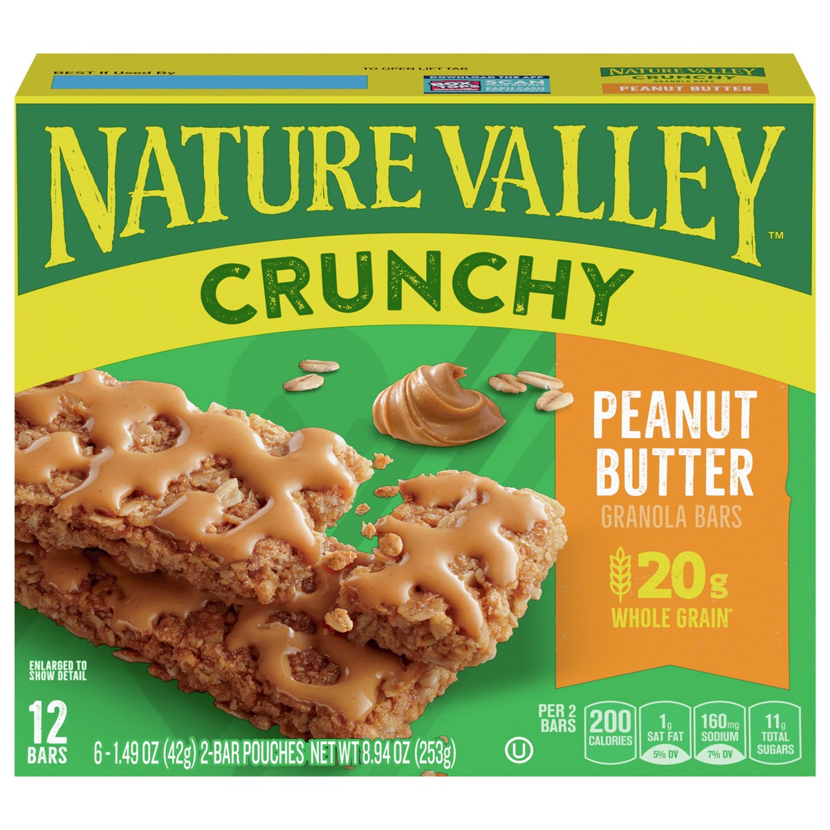 slide 12 of 13, Nature Valley Crunchy Granola Bars, Peanut Butter, 12 Bars, 8.94 OZ (6 Pouches), 6 ct