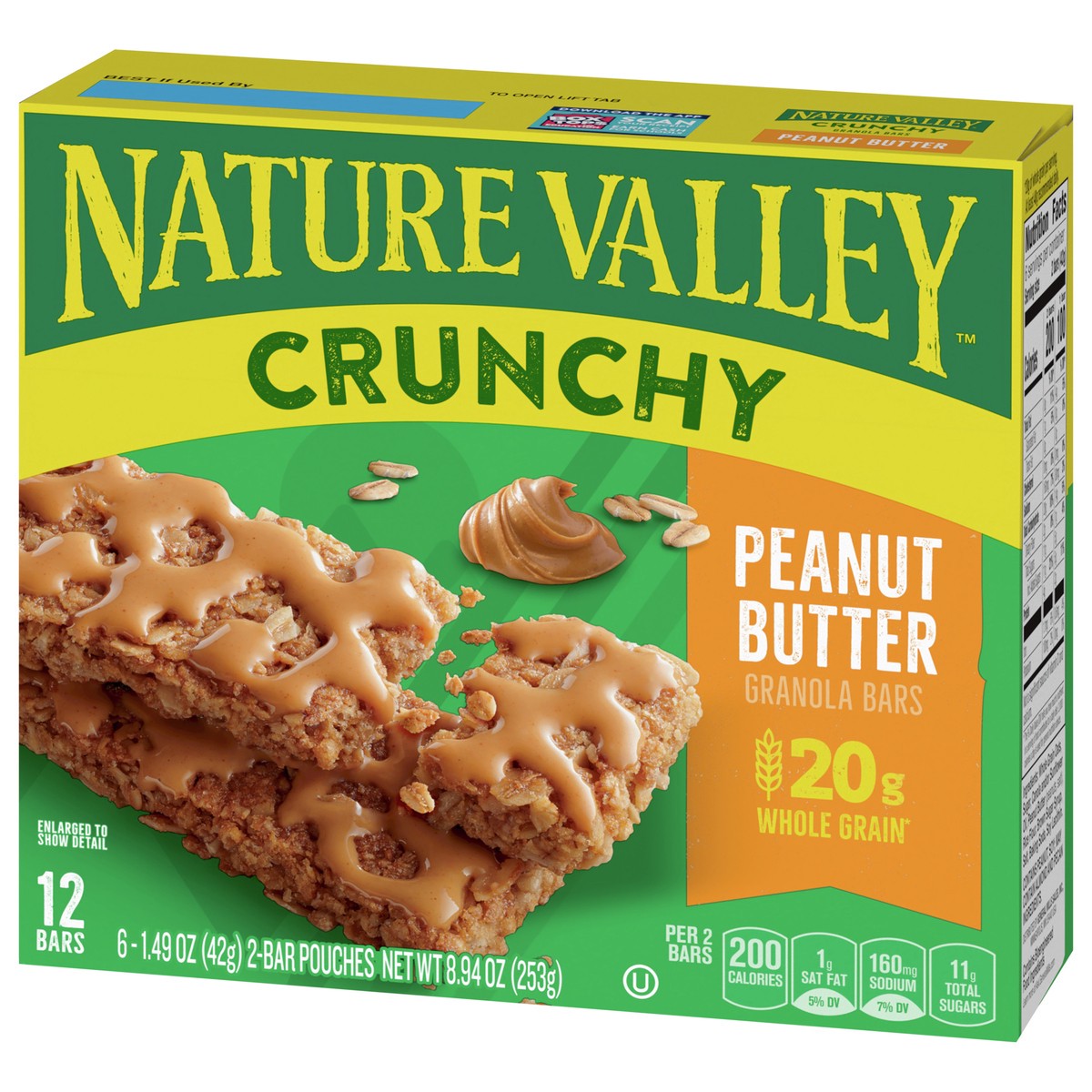 slide 6 of 13, Nature Valley Crunchy Granola Bars, Peanut Butter, 12 Bars, 8.94 OZ (6 Pouches), 6 ct