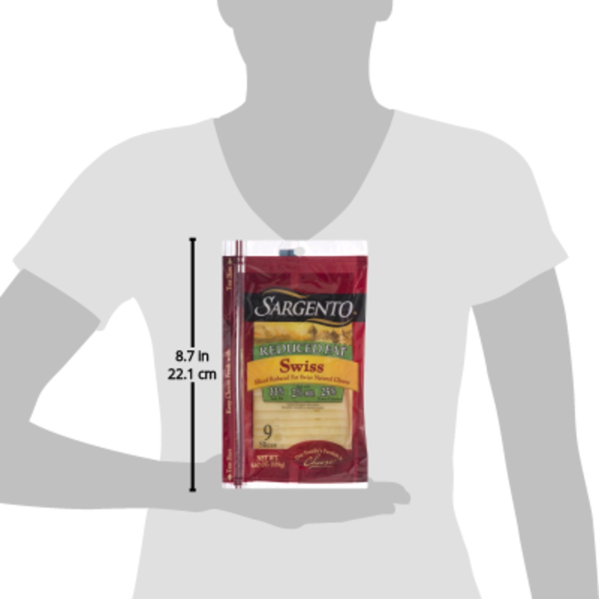 slide 3 of 9, Sargento Sliced Reduced Fat Swiss Natural Cheese, 9 slices, 6.67 oz