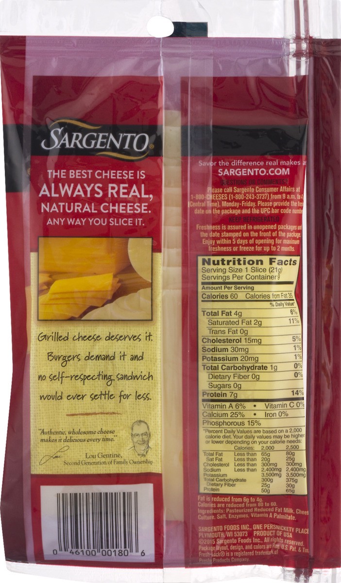 slide 2 of 9, Sargento Sliced Reduced Fat Swiss Natural Cheese, 9 slices, 6.67 oz