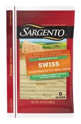 Sargento Sliced Reduced Fat Swiss Natural Cheese, 9 slices