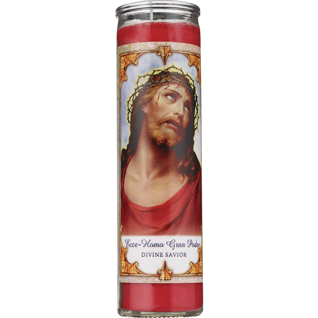 slide 1 of 1, PRAYER CANDLE Novena Candle 8" Red "Salvador Divino", 8 in
