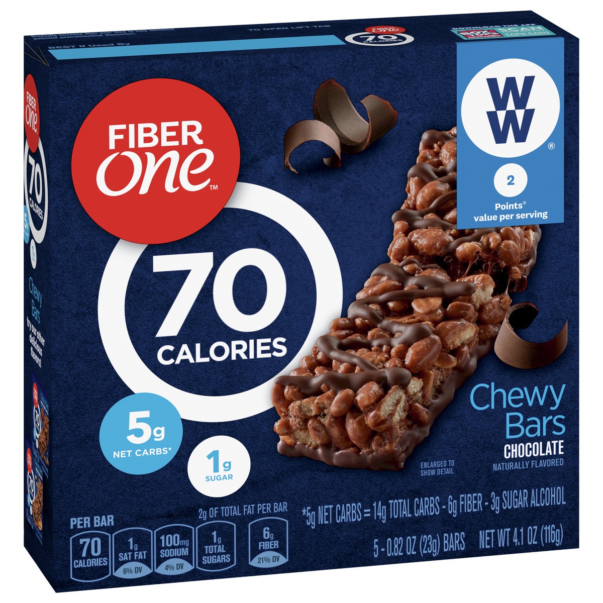 slide 3 of 14, Fiber One 70 Calorie Chewy Snack Bars, Chocolate, 5 ct, 5 ct