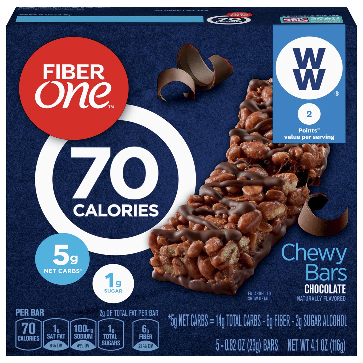 slide 13 of 14, Fiber One 70 Calorie Chewy Snack Bars, Chocolate, 5 ct, 5 ct