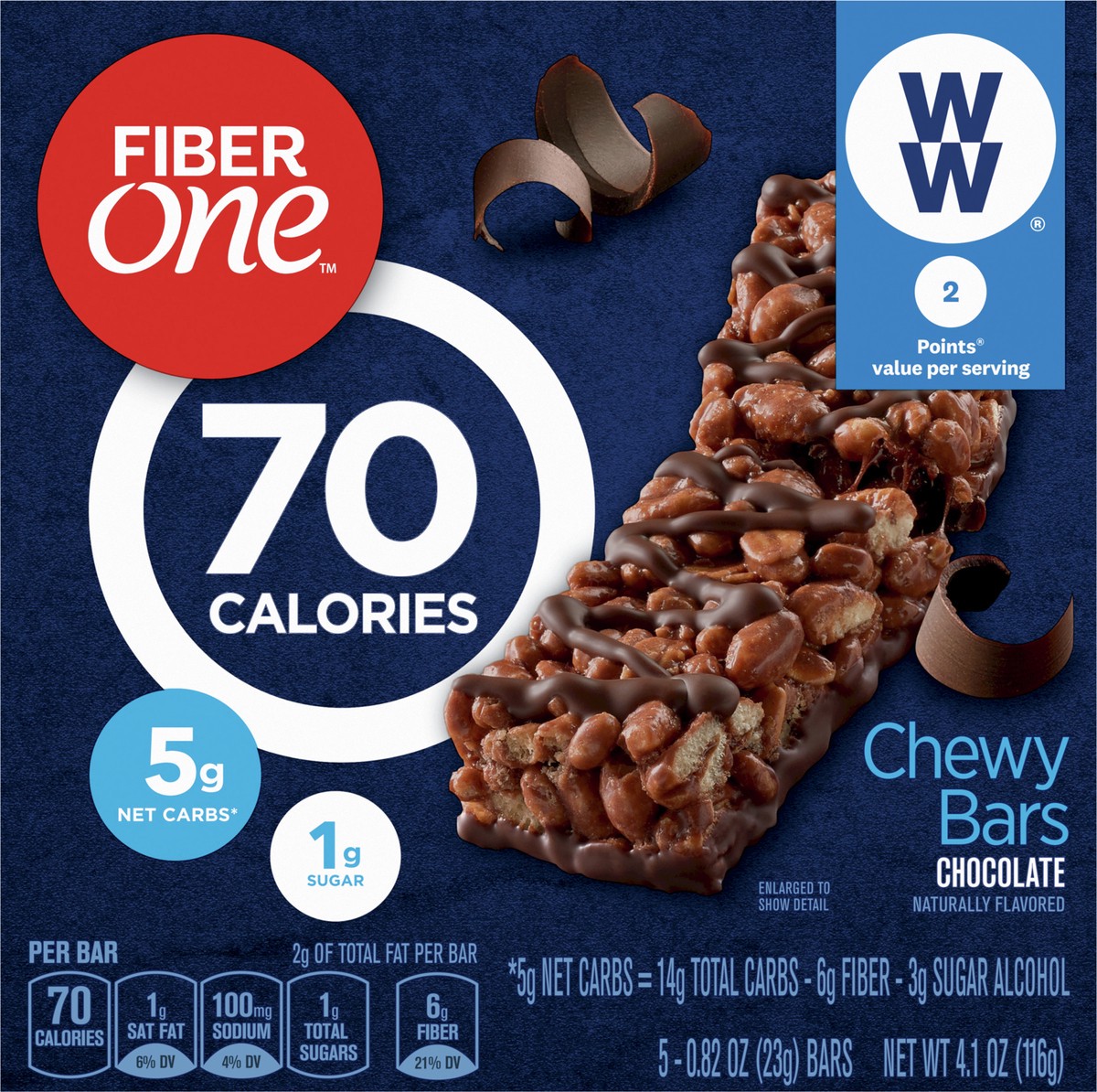 slide 9 of 14, Fiber One 70 Calorie Chewy Snack Bars, Chocolate, 5 ct, 5 ct