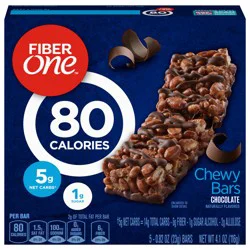 Fiber One 80 Calorie Chewy Bars, Chocolate, Snack Bars, 5 Ct, 4.1 oz