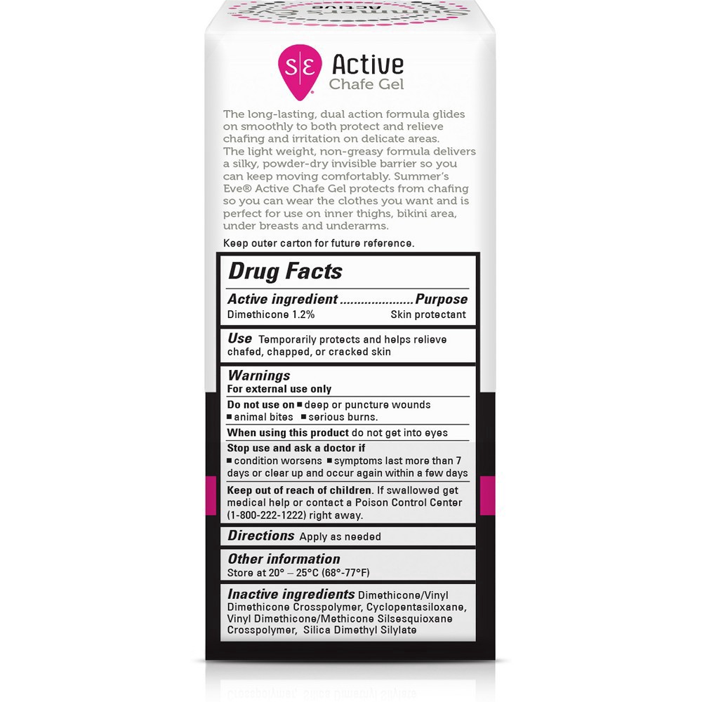 slide 5 of 6, Summer's Eve Active Chafe Gel - Prevents & Relieves Chafing, 1.5 oz