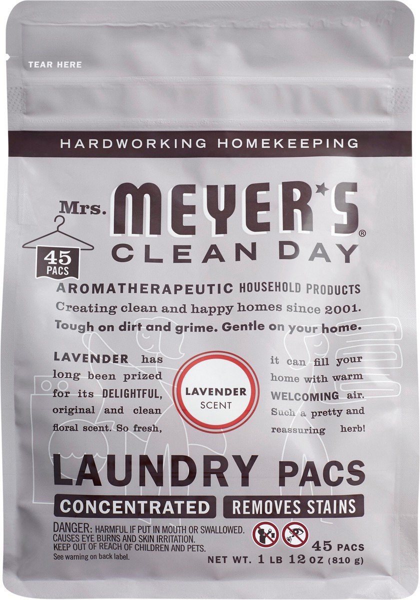 slide 3 of 3, Mrs. Meyer's Clean Day Laundry Pacs, Lavender Scent, 45 Pods, 45 ct