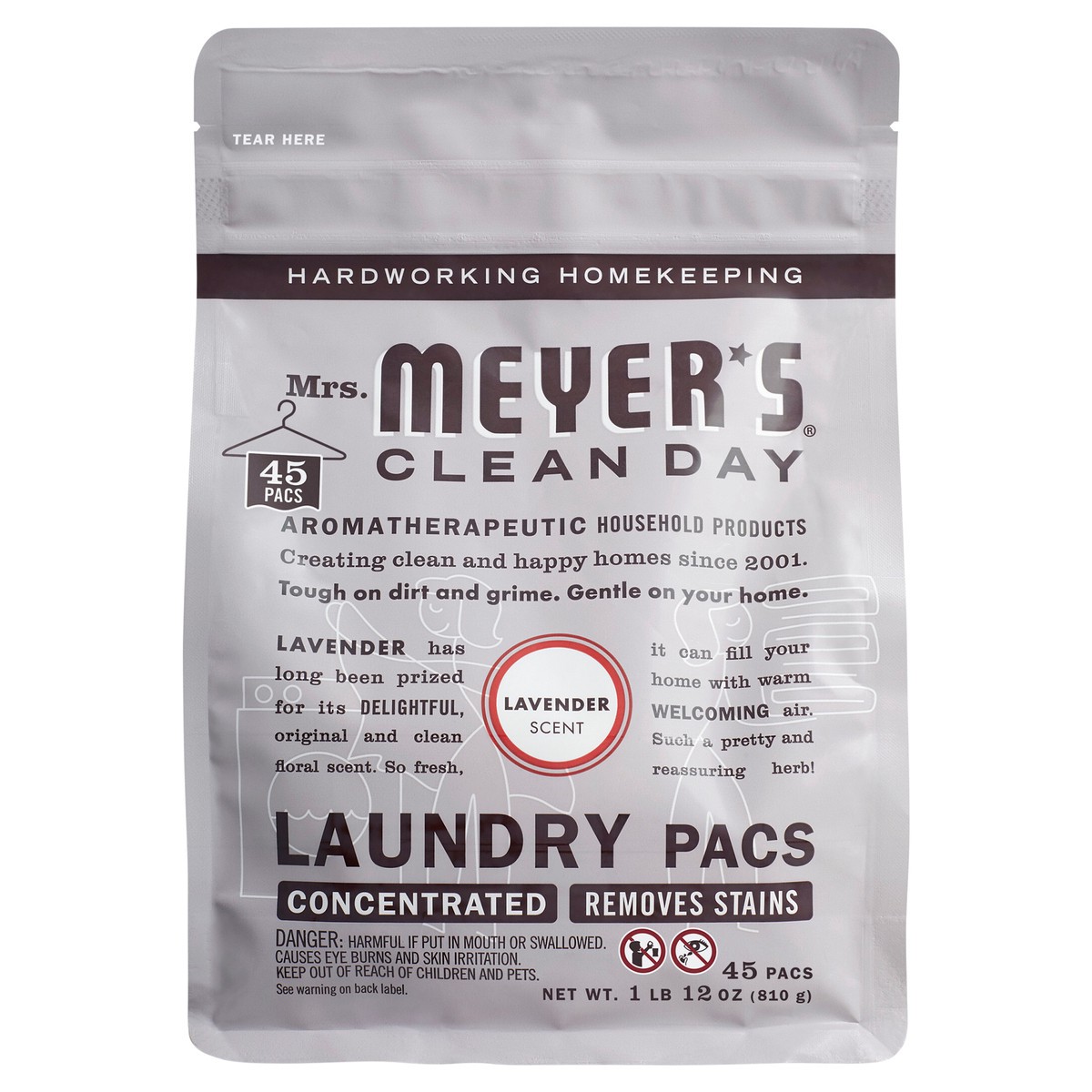 slide 1 of 3, Mrs. Meyer's Clean Day Laundry Pacs, Lavender Scent, 45 Pods, 45 ct