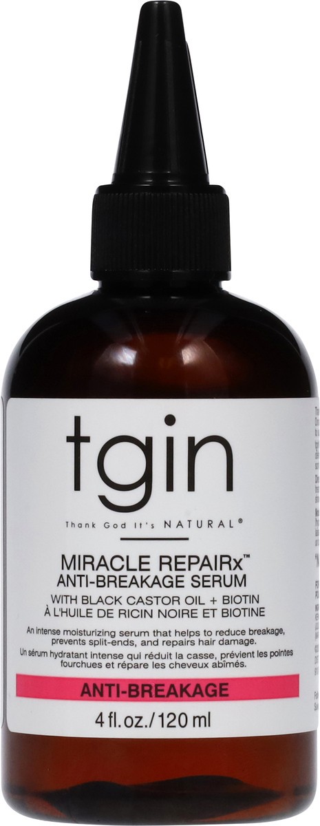 slide 13 of 14, TGIN Miracle Repairx Anti-Breakage Serum with Black Castor Oil + Biotin 4 fl oz, 4 fl oz