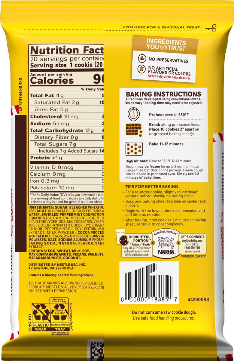 slide 5 of 9, Toll House Peppermint Cocoa Cookie Dough 14 oz, 14 oz