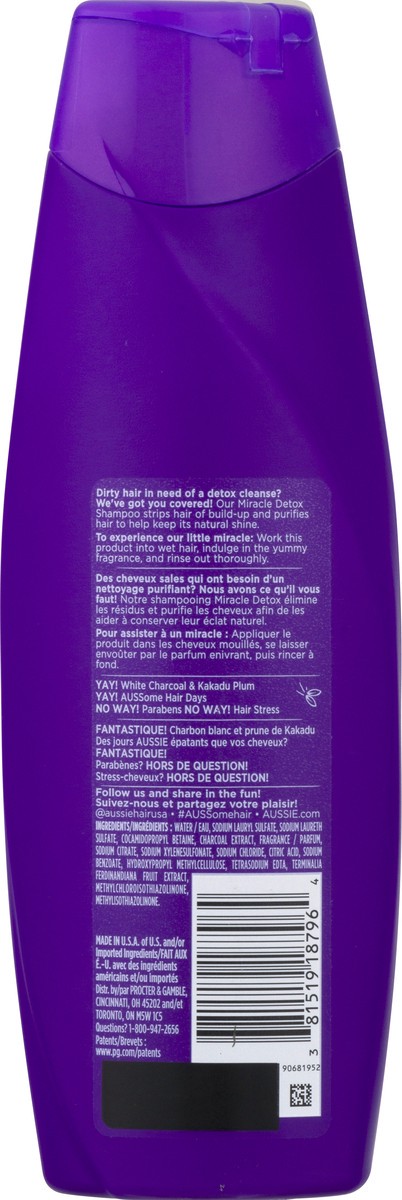 slide 9 of 10, Aussie With White Charcoal & Australian Kakadu Plum Miracle Detox Shampoo 12.1 oz, 12.1 fl oz