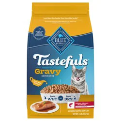 Blue Buffalo Tastefuls Salmon Gravy Adult Indoor Cat Food, Salmon & Brown Rice Recipe, 80 oz