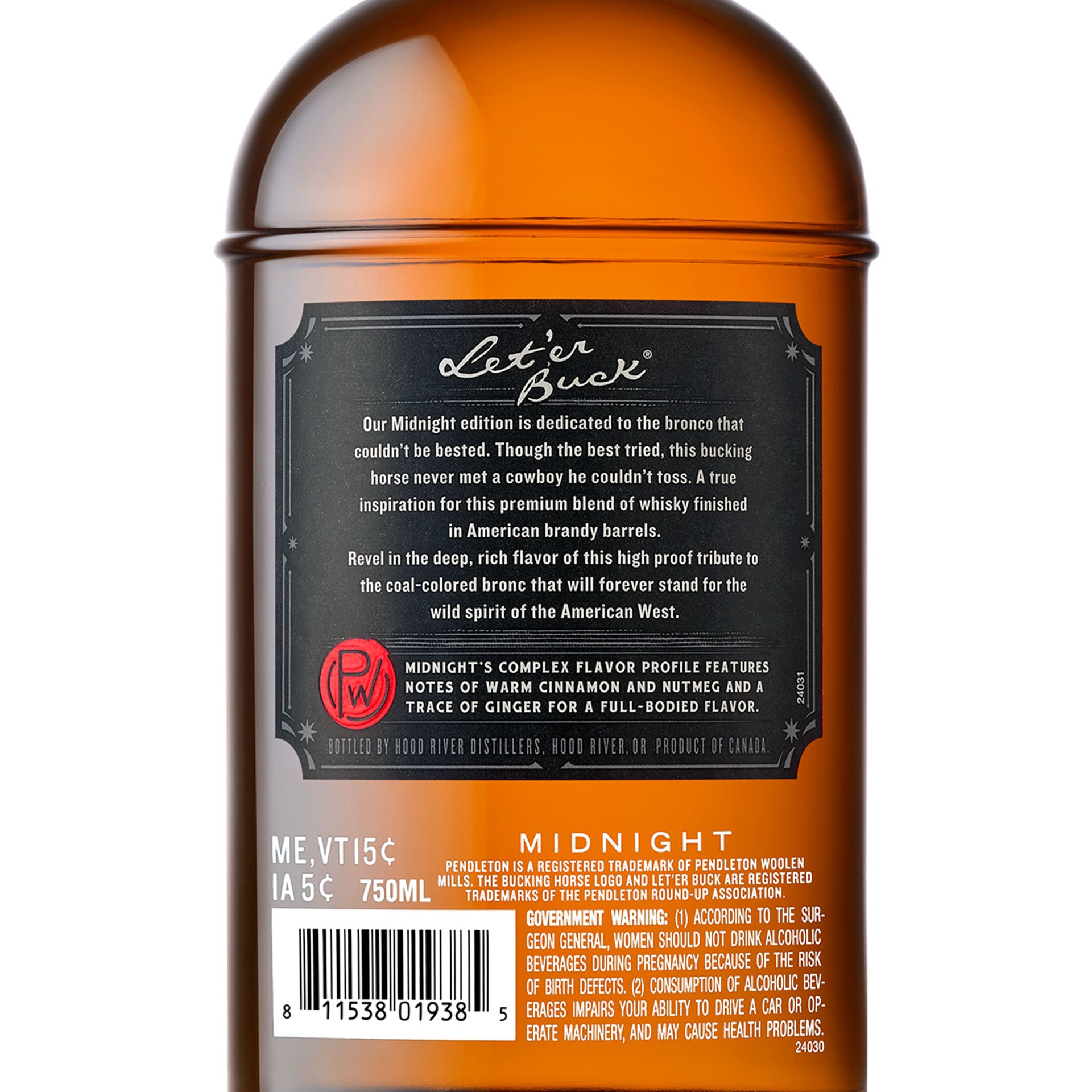 slide 3 of 5, Pendleton Midnight Whiskey 90 Proof - 750 ml, 750 ml