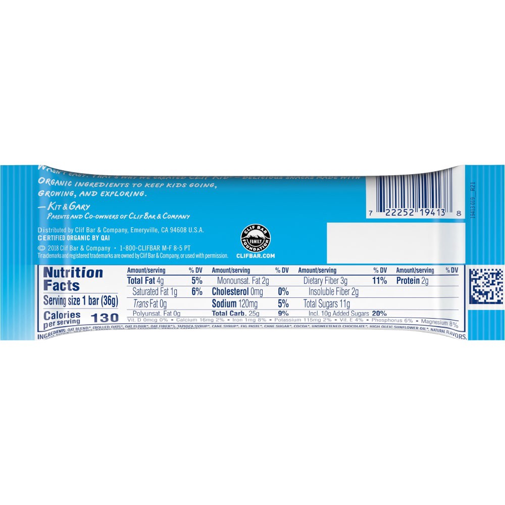 slide 2 of 3, Clif Kid Zbar Organic Chocolate Brownie Baked Whole Grain Energy Snack Bar, 1.27 oz