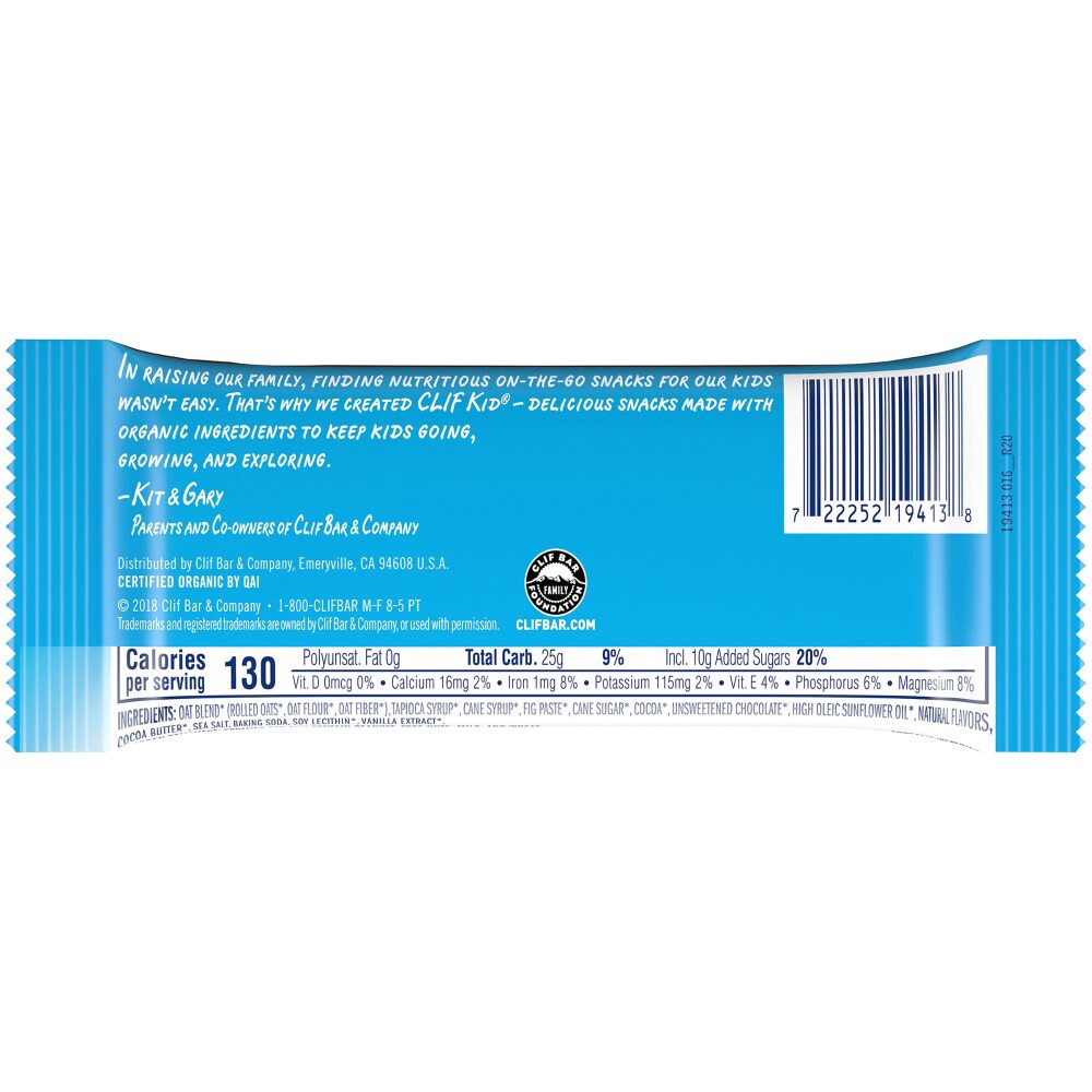 slide 3 of 3, Clif Kid Zbar Organic Chocolate Brownie Baked Whole Grain Energy Snack Bar, 1.27 oz