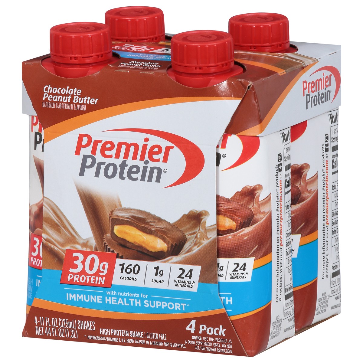 slide 3 of 9, Premier Protein Chocolate Peanut Butter High Protein Shake 4 - 11 fl oz Shakes, 4 ct