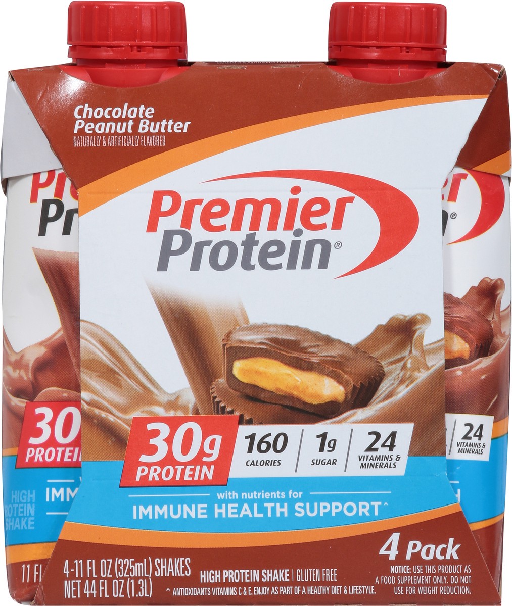 slide 9 of 9, Premier Protein Chocolate Peanut Butter High Protein Shake 4 - 11 fl oz Shakes, 4 ct