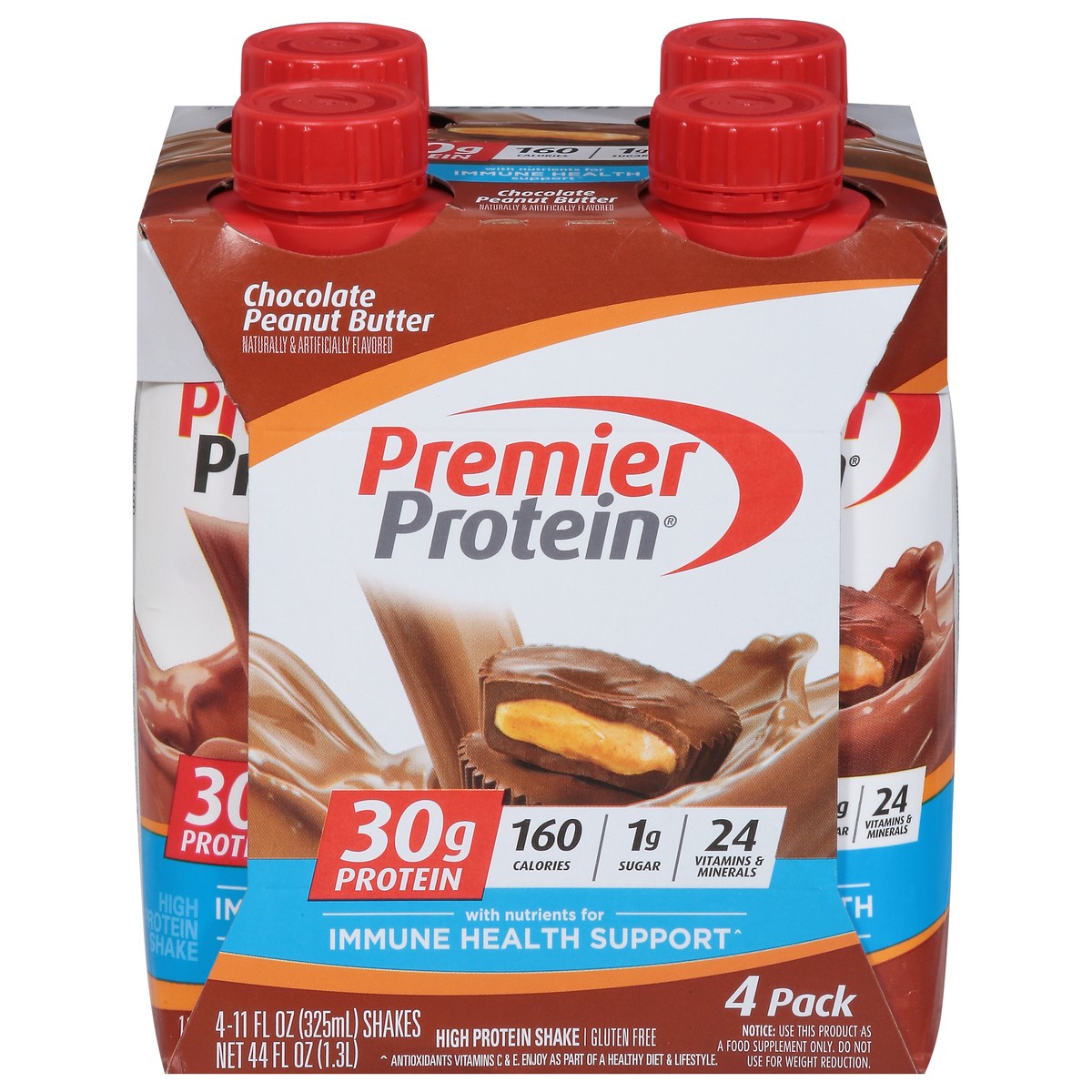 slide 1 of 9, Premier Protein Chocolate Peanut Butter High Protein Shake 4 - 11 fl oz Shakes, 4 ct