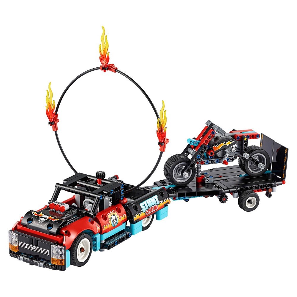 slide 2 of 7, LEGO Technic Stunt Show Truck and Bike 42106 with Trailer and Fire Ring, 1 ct