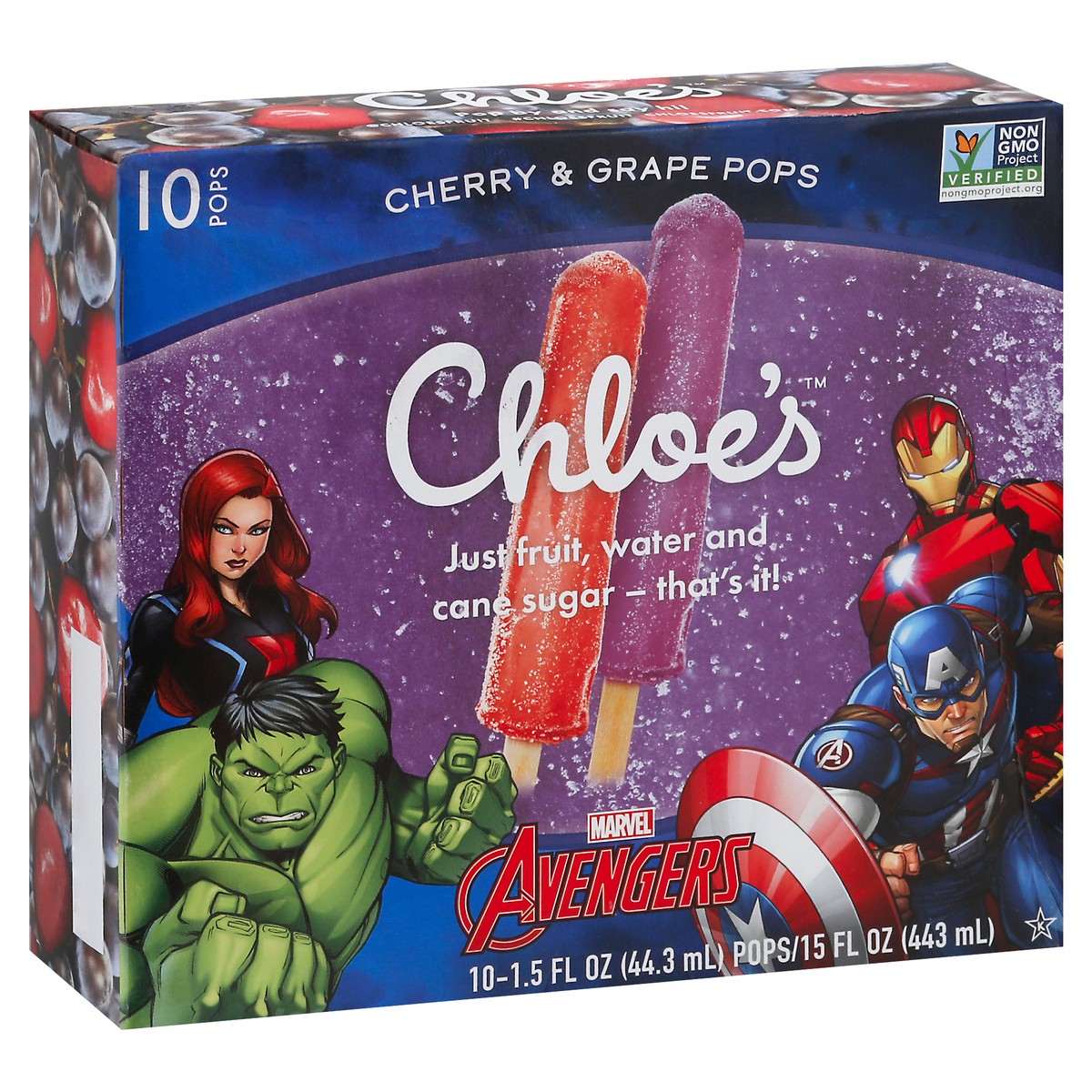 slide 12 of 14, Chloe's Avengers Cherry & Grape Pops 10 - 1.5 fl oz Packs, 10 ct