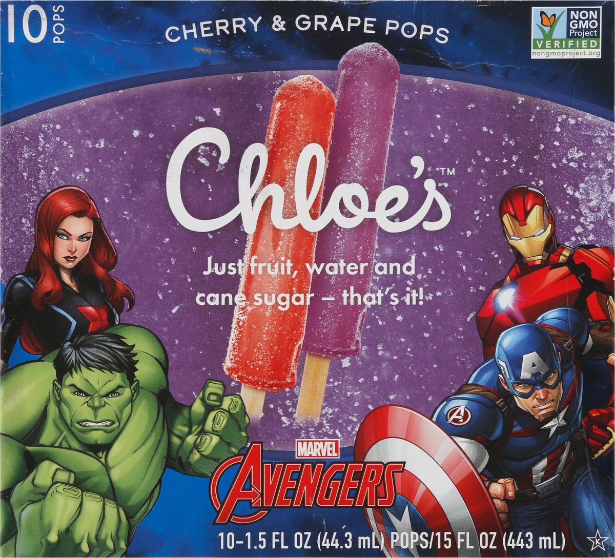 slide 13 of 14, Chloe's Avengers Cherry & Grape Pops 10 - 1.5 fl oz Packs, 10 ct