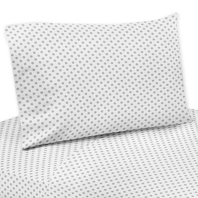 slide 1 of 1, Sweet Jojo Designs Watercolor Floral Polka Dot Twin Sheet Set - Grey, 1 ct