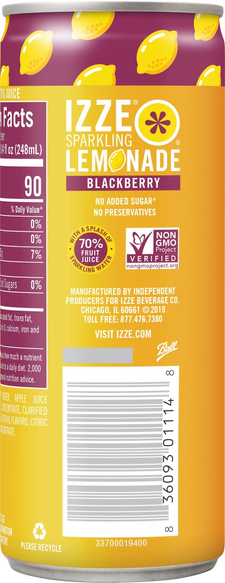 slide 8 of 11, Izze Blackberry Sparkling Lemonade 8.4 oz, 8.4 oz