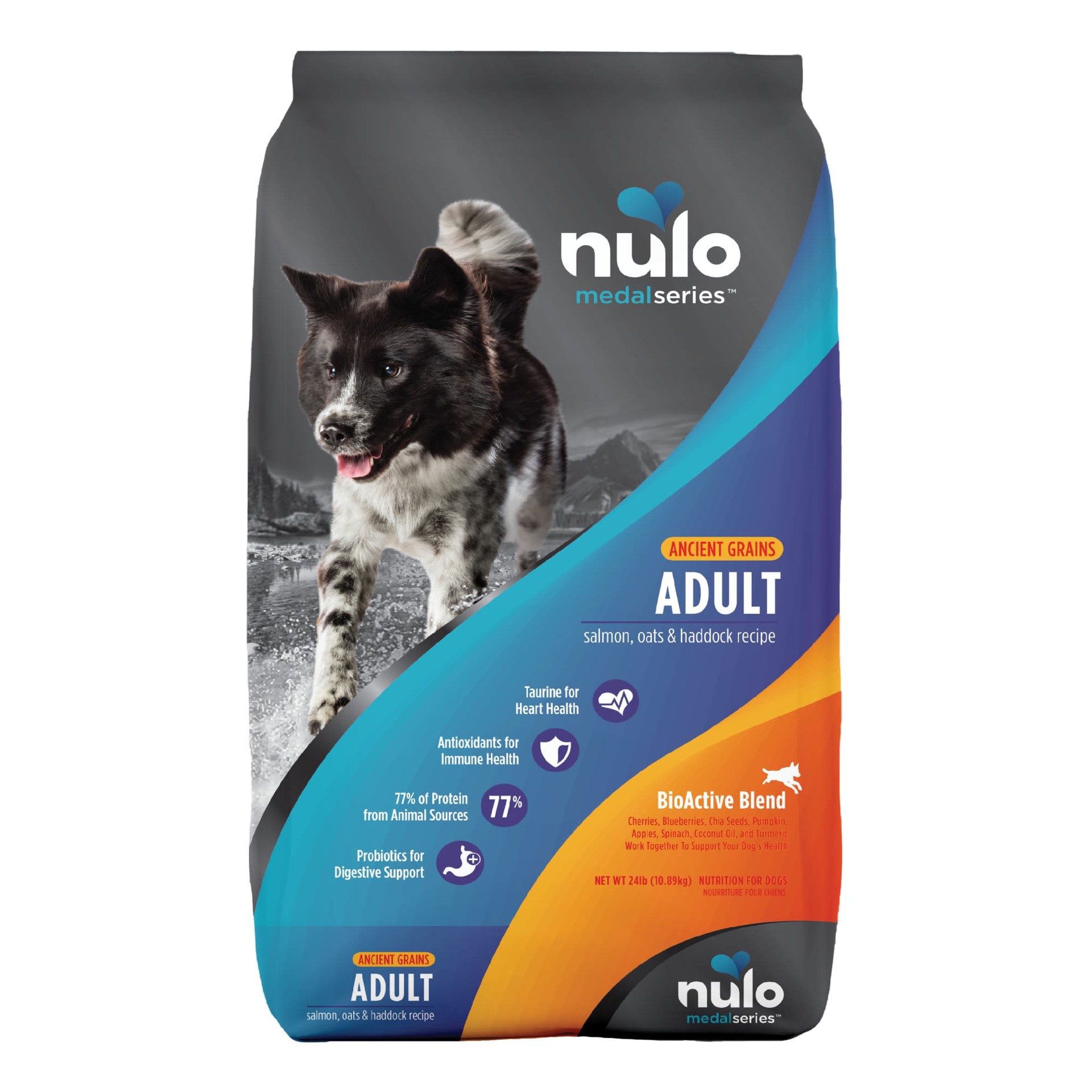slide 1 of 1, Nulo MedalSeries Ancient Grains Salmon, Oats & Haddock Adult Dry Dog Food, 24 lb