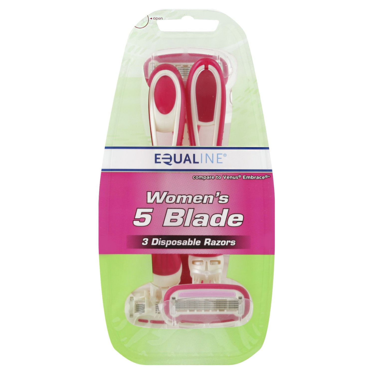 slide 1 of 1, Equaline Women's 5-Blade Disposable Razors, 3 ct