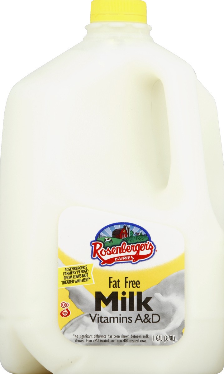 slide 4 of 4, Rosenberger's Milk, Fat Free, 1 gal