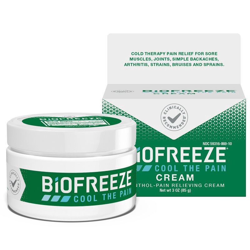 slide 1 of 15, Biofreeze Menthol Pain Relief Cream 3 oz Box, 3 oz