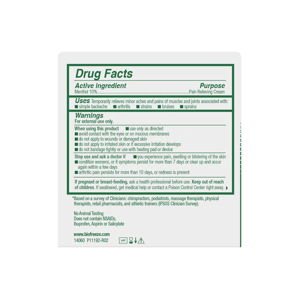 slide 11 of 15, Biofreeze Menthol Pain Relief Cream 3 oz Box, 3 oz