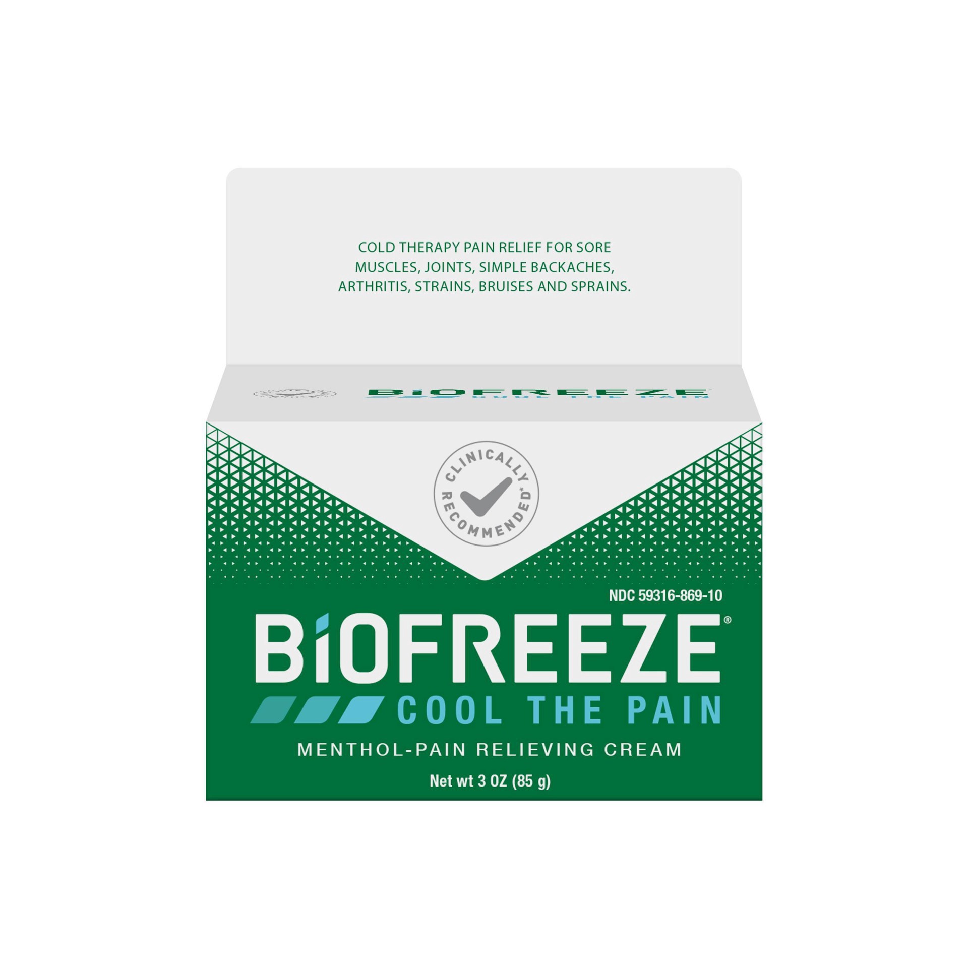 slide 5 of 15, Biofreeze Menthol Pain Relief Cream 3 oz Box, 3 oz