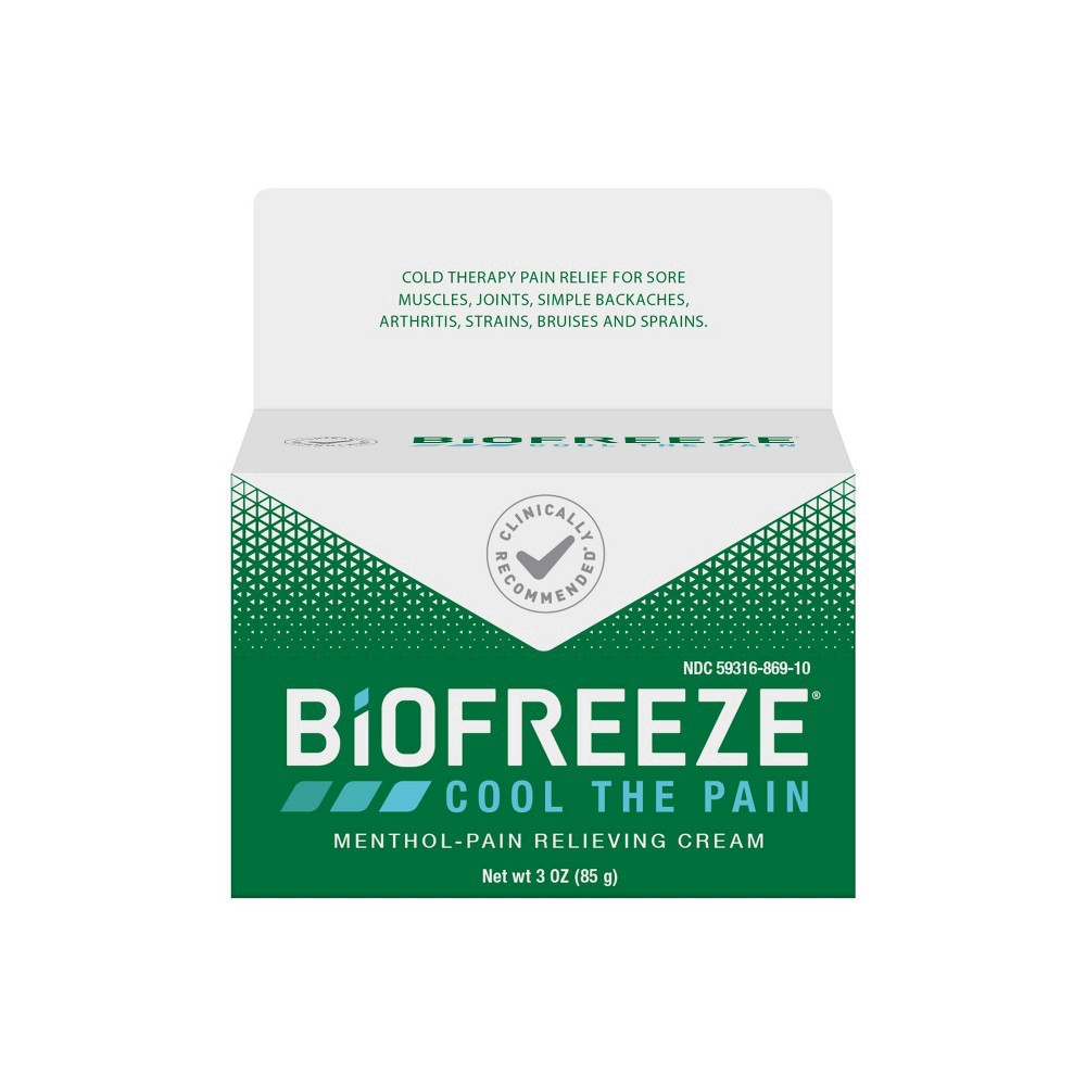 slide 3 of 15, Biofreeze Menthol Pain Relief Cream 3 oz Box, 3 oz