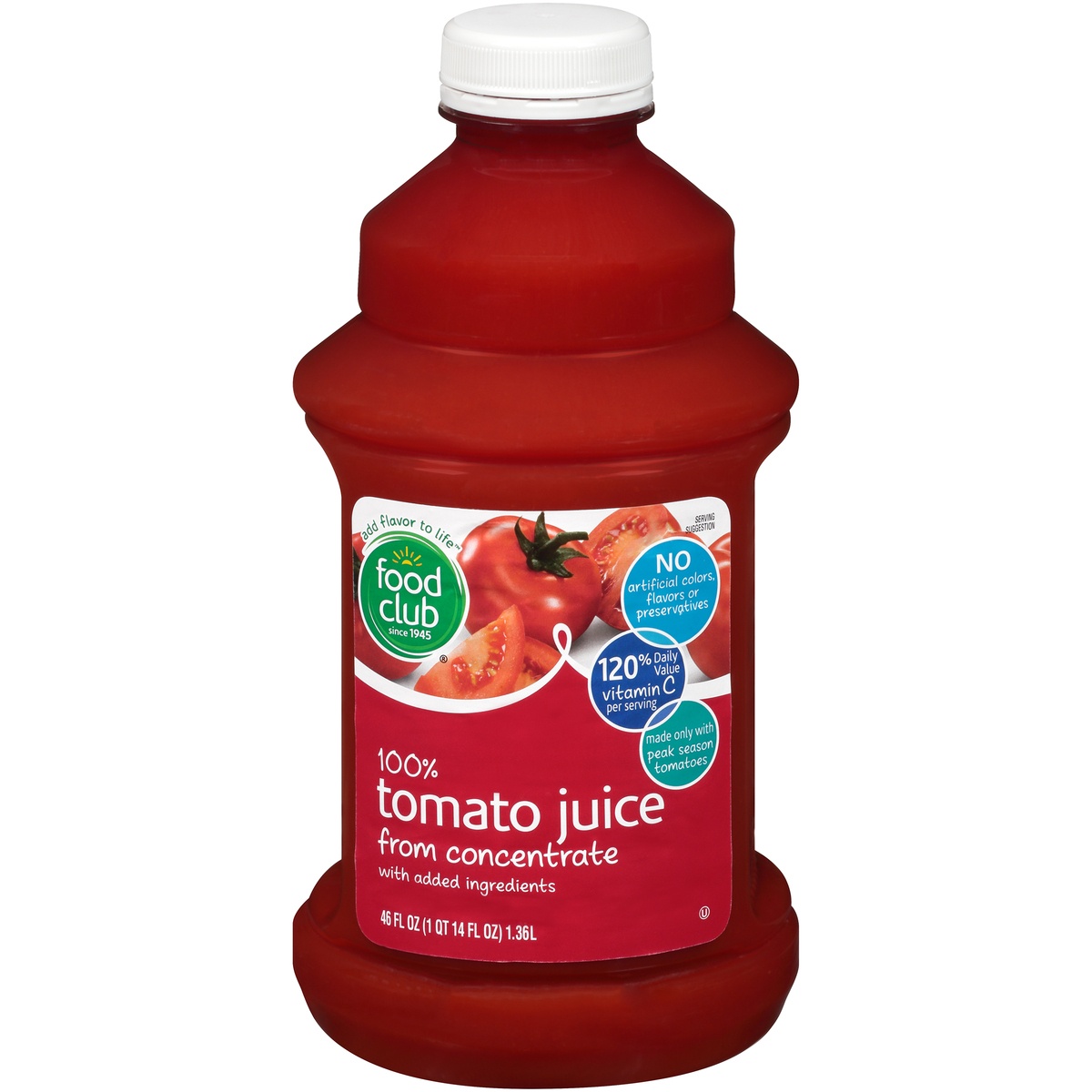 slide 1 of 1, Food Club 100% Tomato Juice From Concentrate, 46 fl oz
