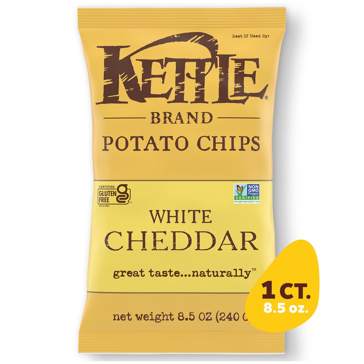 slide 1 of 5, Kettle Brand White Cheddar Kettle Potato Chips, 8.5 oz