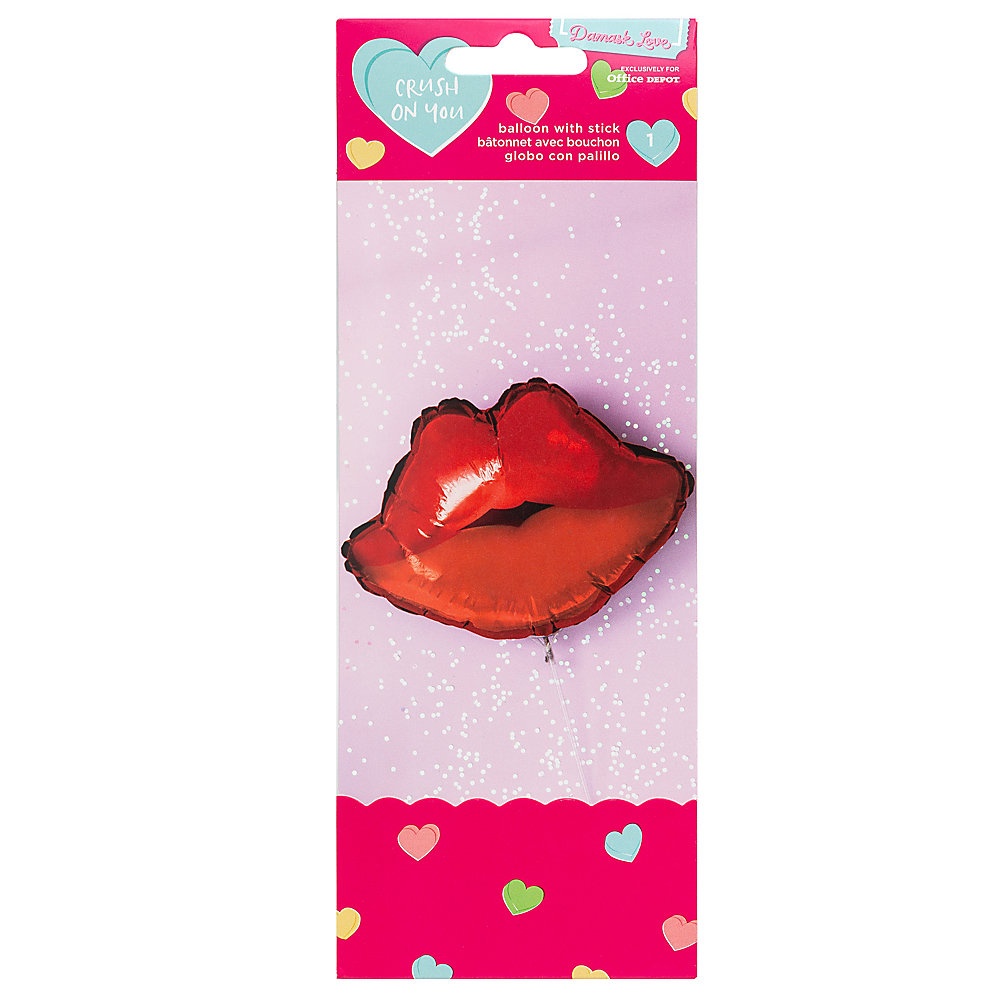 slide 1 of 1, American Crafts Damask Love Valentine's Day Lip Kiss Balloon, 18'' X 12'', Red, 1 ct