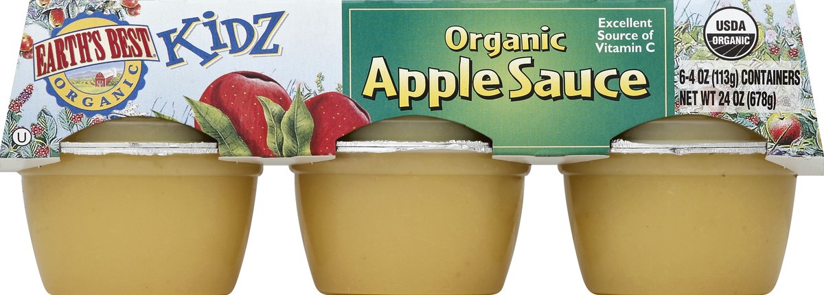 slide 4 of 6, Earth's Best Organic Kidz Organic Apple Sauce 6 Pack, 4 oz