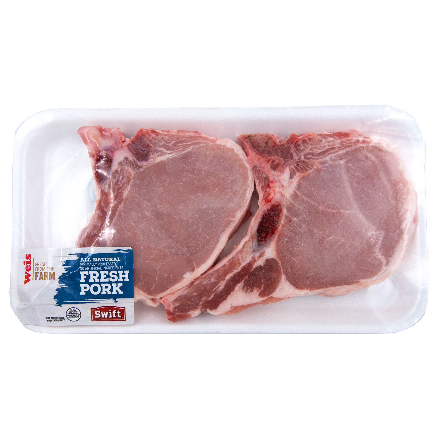 slide 1 of 1, Weis Fresh from the Farm Center Cut Pork Chops, per lb