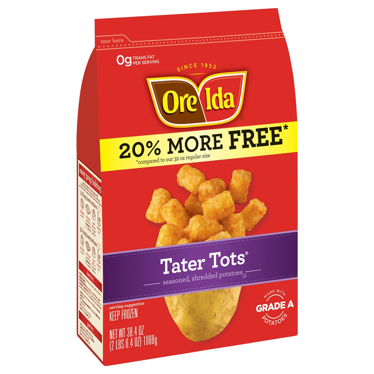 slide 2 of 13, Ore-Ida Tater Tots Seasoned Shredded Potatoes 38.4 oz Bag, 38.4 oz