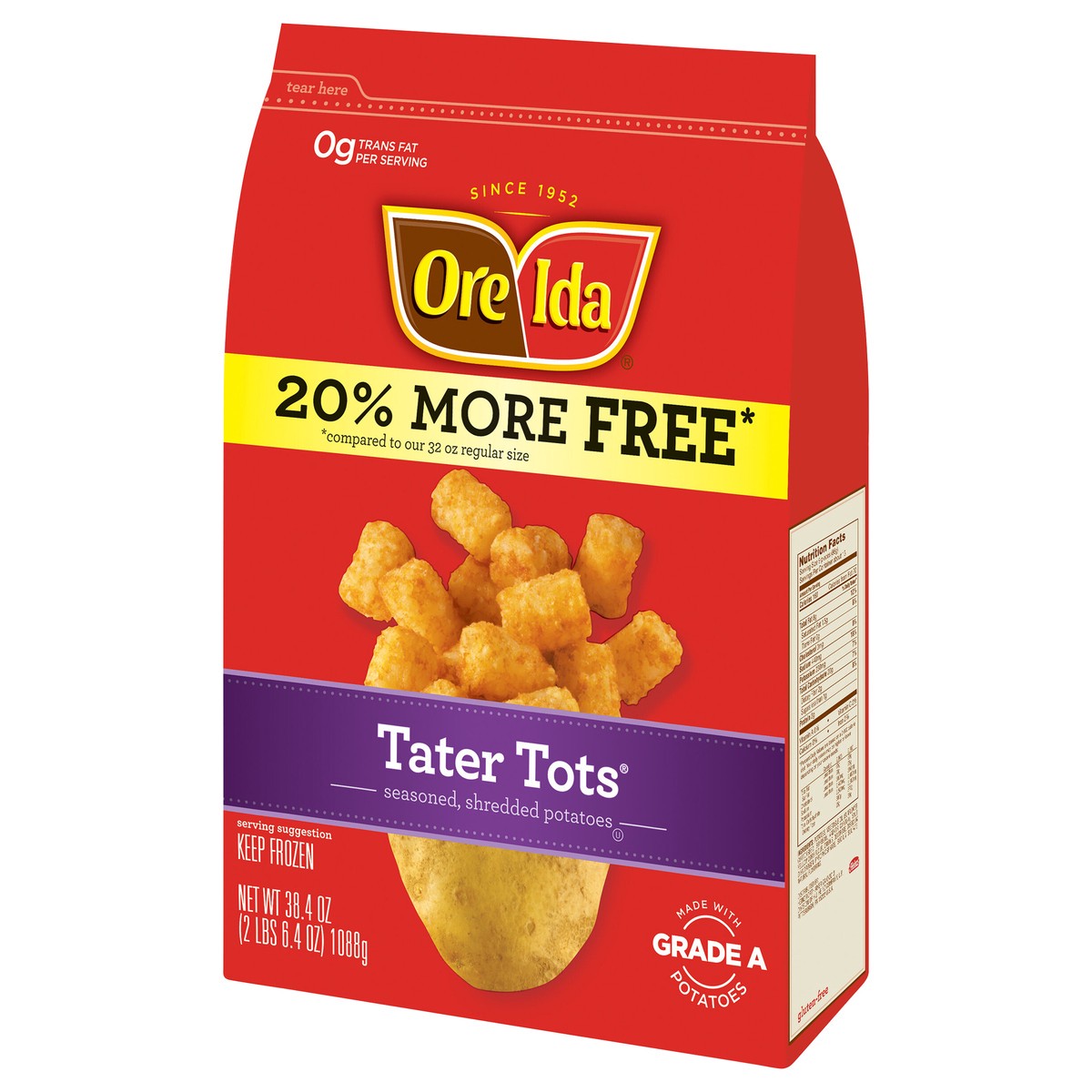 slide 8 of 13, Ore-Ida Tater Tots Seasoned Shredded Potatoes 38.4 oz Bag, 38.4 oz