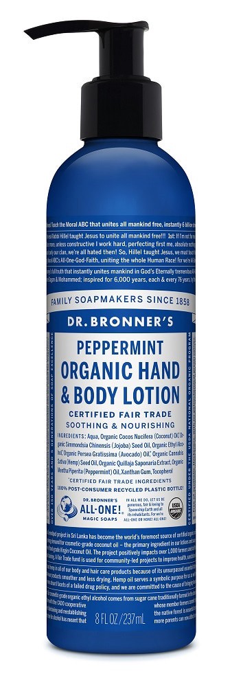 slide 1 of 1, Dr. Bronner's Hand & Body Lotion, Organic, Peppermint, 8 oz
