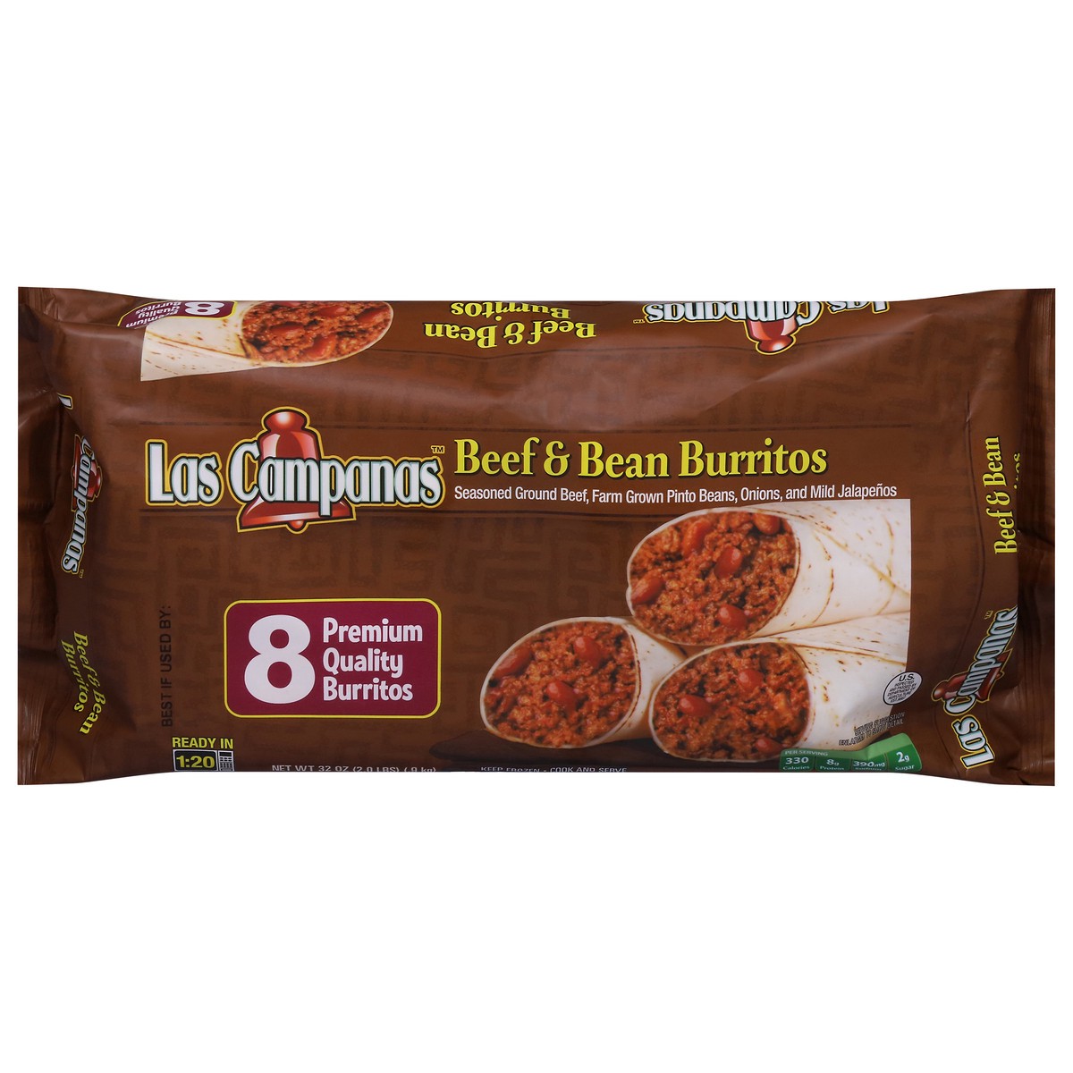 slide 13 of 13, Las Campanas Premium Quality Beef & bean Burritos 8 ea, 8 ct