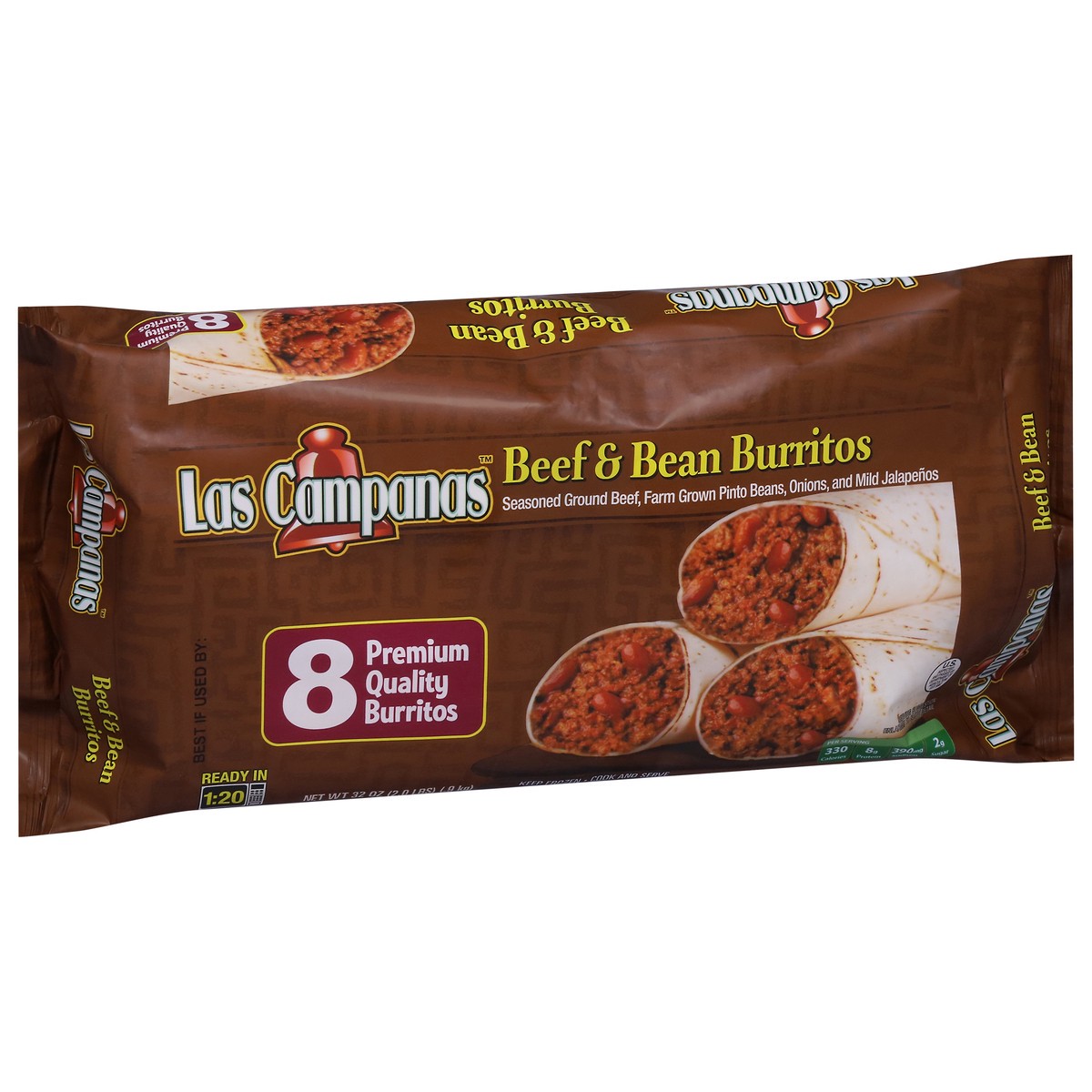 slide 7 of 13, Las Campanas Premium Quality Beef & bean Burritos 8 ea, 8 ct